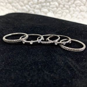 Set of Five Silver Rings-Size 7.5